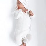 Baby Scalloped Edge Tie Romper - White