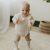 White and beige romper