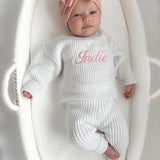 Knitted Jumper & Leggings Set | Coming Home Outfit | Organic Cotton | Personalised | White