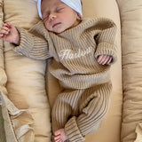 Knitted Jumper & Leggings Set | Coming Home Outfit | Organic Cotton | Personalised | Light Brown