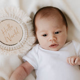 Fringed Hello World and Monthly Milestone Plaques - Perfect for Gifting