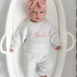 Knitted Jumper & Leggings Set | Coming Home Outfit | Organic Cotton | Personalised | White