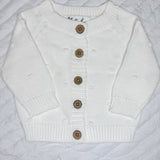 White knitted cardigan with Pom Pom detail