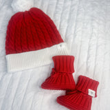 Christmas Booties & Hat  - Red - October Delivery