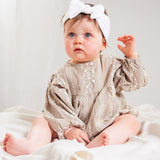 Detailed Taupe Baby Romper