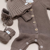 Knitted Baby Romper - Brown