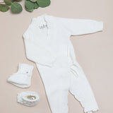 Baby Scalloped Edge Tie Romper - White