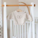 Baby and Toddler Knitted Jumper with Hand Embroidered Teddy Bear Detail