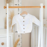 White knitted cardigan with Pom Pom detail