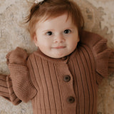 Knitted frill Sleeve baby romper