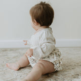 Baby & Toddler Linen Floral Bloomer Outfit - Beige